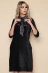 Rochie MBG neagra din velur cu funda din satin