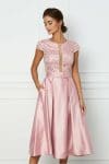 Rochie MBG roz din tafta cu paiete la bust