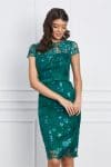 Rochie MBG verde din dantela si paiete