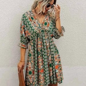 Rochie Melodi scurta lejera din vascoza multicolor DRGR0002 Dargen