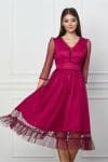 Rochie Minerva bordo cu buline catifelate