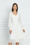 Rochie Mirabela alba cu perlute si nasturi