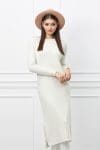 Rochie Moira ivory din tricot cu crepeuri la baza