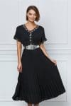 Rochie Mona neagra cu aplicatii stralucitoare si curea in talie