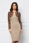 Rochie Moze bej cu carouri maro la bust