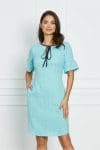 Rochie Moze bleu cu snur negru la decolteu