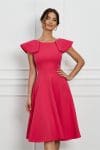 Rochie Moze fucsia clos cu volanase la maneci