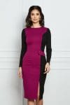 Rochie Moze fucsia cu aplicatie tip buzunar in talie