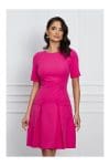 Rochie Moze fucsia cu nasturi si pliuri