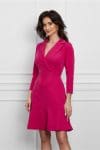 Rochie Moze fucsia cu rever si volan la baza