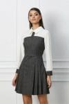 Rochie Moze gri cu guler si maneci albe