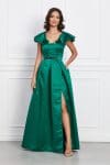 Rochie Moze lunga verde din tafta cu crepeu maxi