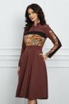 Rochie Moze maro cu animal print bej la bust