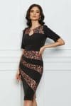 Rochie Moze neagra cu animal print maro