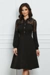 Rochie Moze neagra cu dantela la umeri