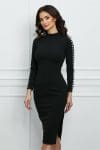 Rochie Moze neagra cu imprimeu picior de cocos pe maneci