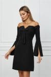 Rochie Moze neagra cu paiete si funda la bust