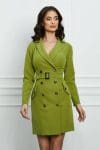 Rochie Moze olive tip sacou cu cordon in talie