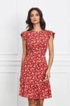 Rochie Moze rosie cu imprimeuri florale