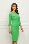 Rochie Moze verde crud cu clapete tip buzunare