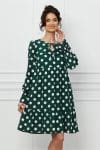 Rochie Moze verde cu buline mari albe