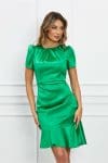 Rochie Moze verde cu fronseu si volan pe fusta