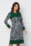 Rochie Moze verde cu imprimeuri bleumarin