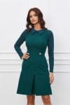 Rochie Moze verde cu pliu pe fusta