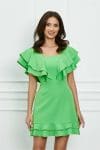 Rochie Moze verde cu volane la bust si baza