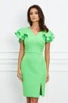 Rochie Moze verde cu volane la maneci