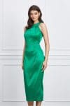 Rochie Moze verde midi din satin