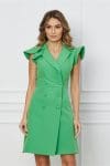 Rochie Moze verde tip sacou cu volanase la maneci