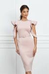 Rochie Nadia roz din neopren cu strasuri stralucitoare