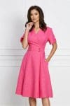 Rochie Natalia fucsia cu nasturi in talie