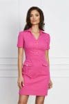 Rochie Oana fucsia cu nasturi si buzunare
