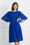Rochie Pamela albastra din voal cu maneci evazate