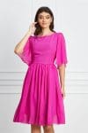 Rochie Pamela fucsia din voal cu maneci evazate