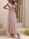 Rochie Rosa lunga lejera din material sintetic multicolor DRGR0004 Dargen