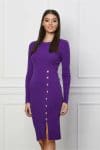 Rochie Roxana mov din tricot cu nasturi