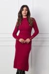 Rochie Selena bordo din tricot cu model in relief