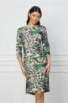 Rochie Silvia verde cu animal print