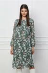 Rochie Valeria verde mint cu imprimeuri si accesoriu