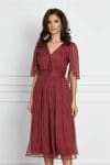 Rochie Vanesa bordo din matase naturala
