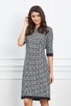 Rochie Viviana cu imprimeu labirint alb-negru