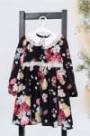 Rochita pentru fetite Dy Fashion neagra cu guler si imprimeu floral