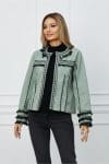 Sacou Bianca verde mint cu broderie si ciucuri