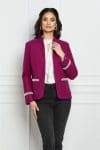 Sacou Dy Fashion fucsia cu perle la maneci si buzunare