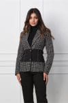 Sacou LaDonna negru cu alb din tweed