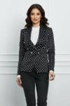 Sacou MBG negru cu buline albe si doua randuri de nasturi