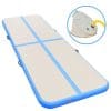 Saltea gimnastică gonflabilă cu pompă albastru 500x100x10cm PVC